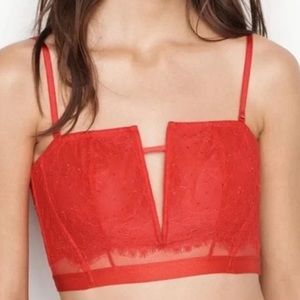 Victoria's Secret Very Sexy Red Lace Unlined Corset Bralette size small